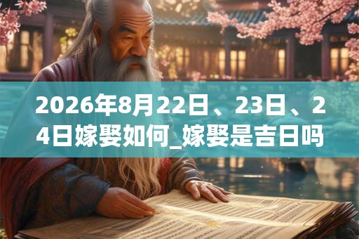 2026年8月22日、23日、24日嫁娶如何_嫁娶是吉日吗