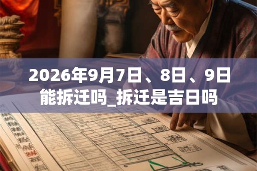 2026年9月7日、8日、9日能拆迁吗_拆迁是吉日吗