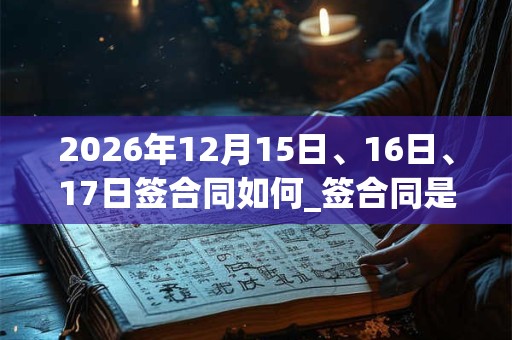 2026年12月15日、16日、17日签合同如何_签合同是吉日吗