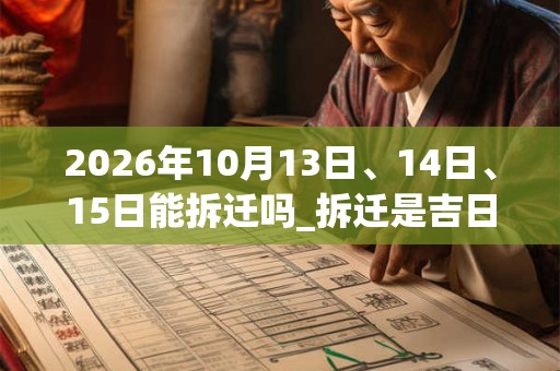 2026年10月13日、14日、15日能拆迁吗_拆迁是吉日吗