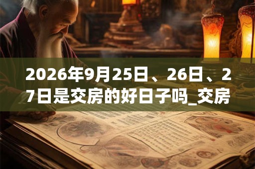 2026年9月25日、26日、27日是交房的好日子吗_交房可以吗