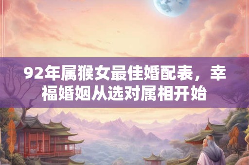 92年属猴女最佳婚配表，幸福婚姻从选对属相开始
