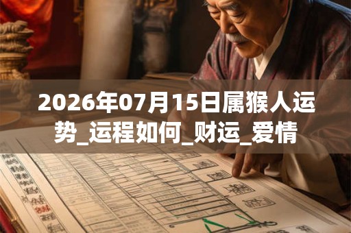 2026年07月15日属猴人运势_运程如何_财运_爱情
