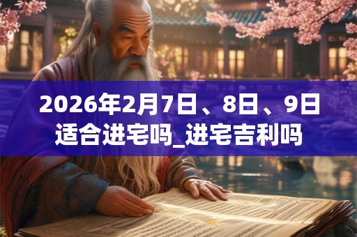 2026年2月7日、8日、9日适合进宅吗_进宅吉利吗
