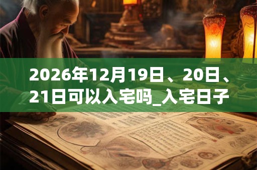 2026年12月19日、20日、21日可以入宅吗_入宅日子好吗