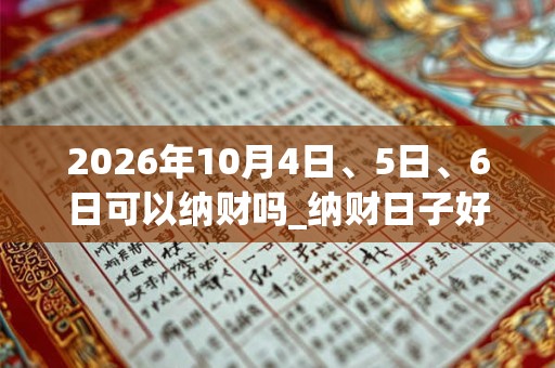 2026年10月4日、5日、6日可以纳财吗_纳财日子好吗