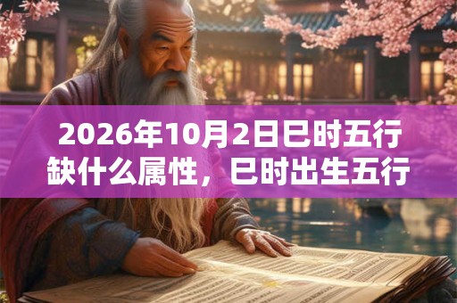 2026年10月2日巳时五行缺什么属性，巳时出生五行缺什么