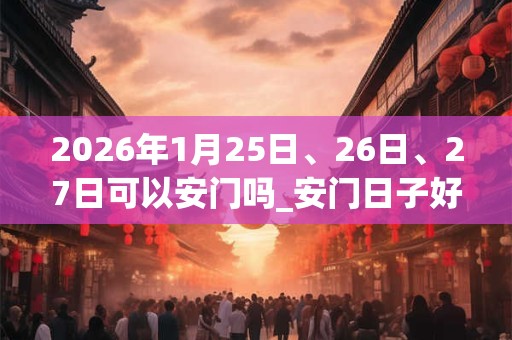 2026年1月25日、26日、27日可以安门吗_安门日子好吗