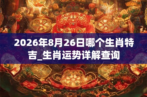 2026年8月26日哪个生肖特吉_生肖运势详解查询