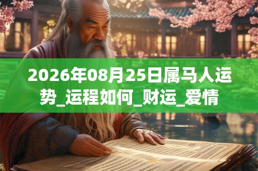 2026年08月25日属马人运势_运程如何_财运_爱情 2026年08月25日属马人运势_运程如何_财运_爱情