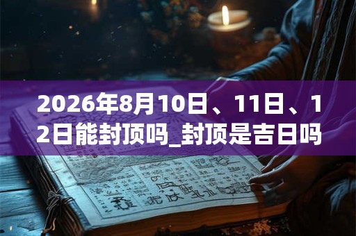 2026年8月10日、11日、12日能封顶吗_封顶是吉日吗