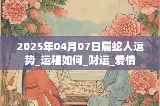 2025年04月07日属蛇人运势_运程如何_财运_爱情