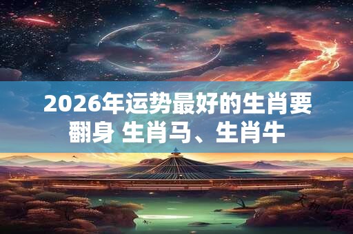 2026年运势最好的生肖要翻身 生肖马、生肖牛