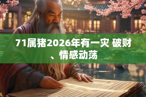 71属猪2026年有一灾 破财、情感动荡