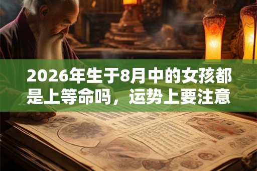 2026年生于8月中的女孩都是上等命吗，运势上要注意什么？