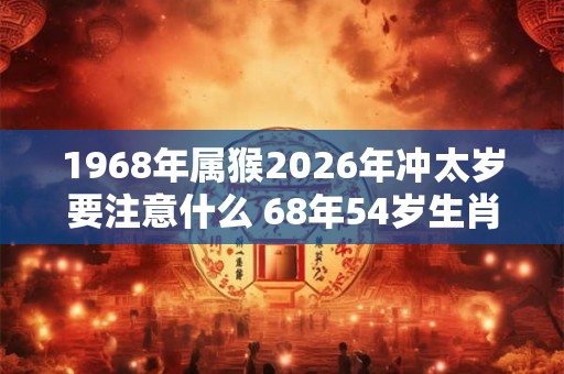 1968年属猴2026年冲太岁要注意什么 68年54岁生肖猴逢虎年运势如何