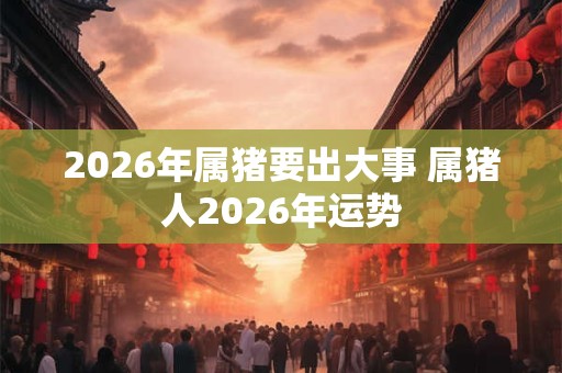 2026年属猪要出大事 属猪人2026年运势