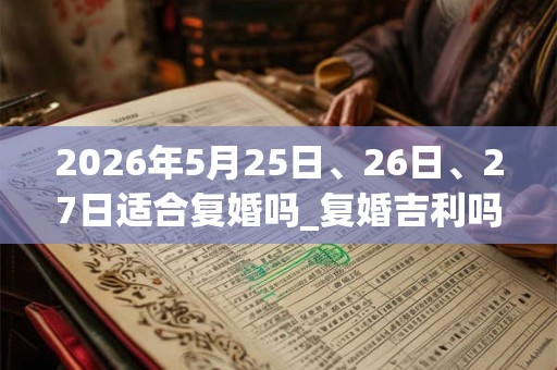 2026年5月25日、26日、27日适合复婚吗_复婚吉利吗