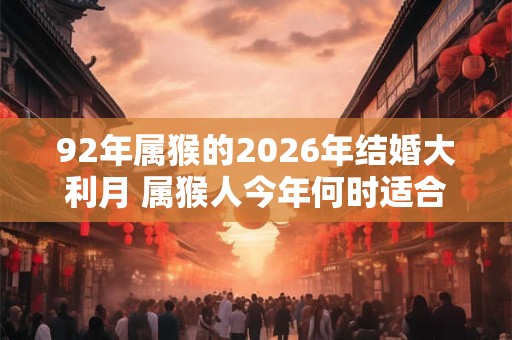 92年属猴的2026年结婚大利月 属猴人今年何时适合结婚