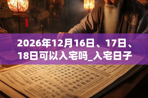 2026年12月16日、17日、18日可以入宅吗_入宅日子好吗