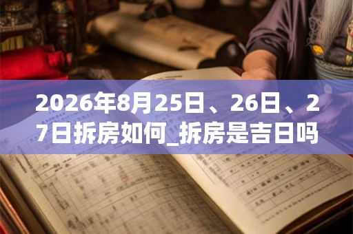 2026年8月25日、26日、27日拆房如何_拆房是吉日吗