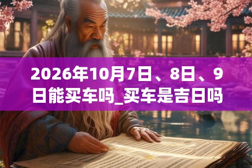 2026年10月7日、8日、9日能买车吗_买车是吉日吗