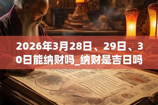 2026年3月28日、29日、30日能纳财吗_纳财是吉日吗