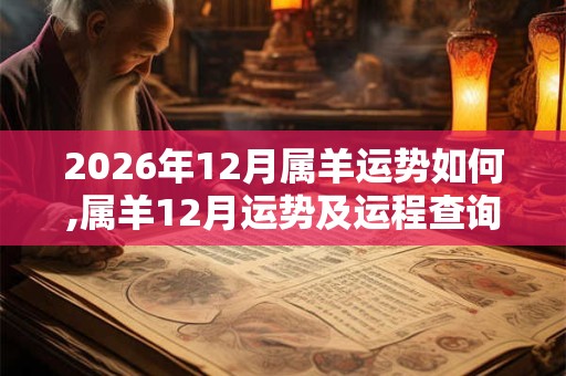2026年12月属羊运势如何,属羊12月运势及运程查询