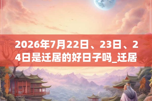 2026年7月22日、23日、24日是迁居的好日子吗_迁居可以吗