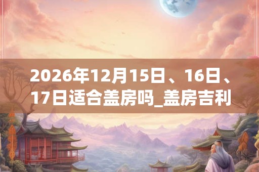 2026年12月15日、16日、17日适合盖房吗_盖房吉利吗