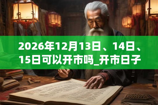 2026年12月13日、14日、15日可以开市吗_开市日子好吗