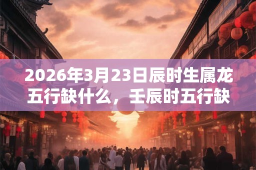 2026年3月23日辰时生属龙五行缺什么，壬辰时五行缺什么