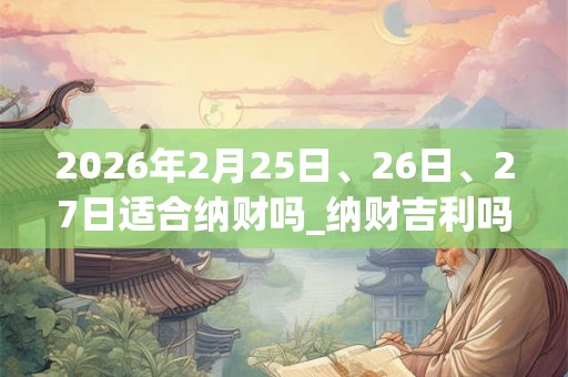 2026年2月25日、26日、27日适合纳财吗_纳财吉利吗