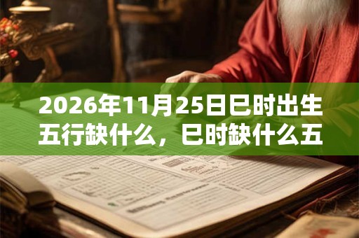 2026年11月25日巳时出生五行缺什么，巳时缺什么五行