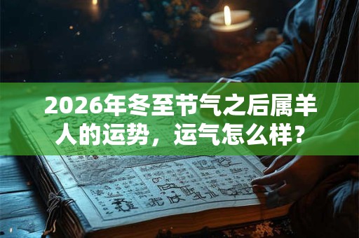 2026年冬至节气之后属羊人的运势，运气怎么样？