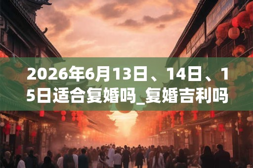 2026年6月13日、14日、15日适合复婚吗_复婚吉利吗