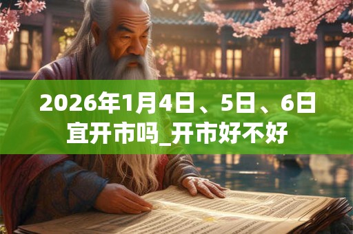 2026年1月4日、5日、6日宜开市吗_开市好不好