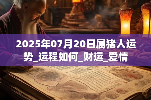 2025年07月20日属猪人运势_运程如何_财运_爱情