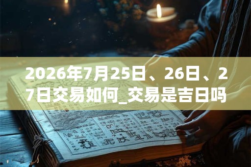 2026年7月25日、26日、27日交易如何_交易是吉日吗