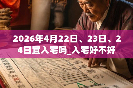 2026年4月22日、23日、24日宜入宅吗_入宅好不好 2026年4月22日、23日、24日宜入宅吗_入宅好不好