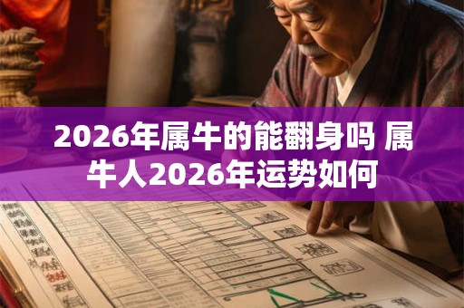 2026年属牛的能翻身吗 属牛人2026年运势如何