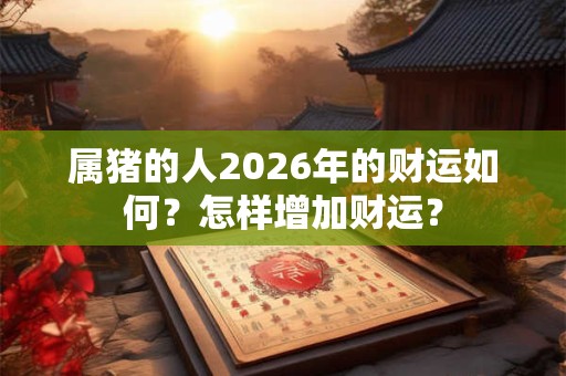 属猪的人2026年的财运如何？怎样增加财运？