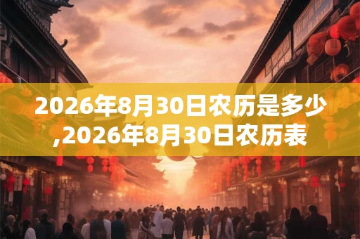 2026年8月30日农历是多少,2026年8月30日农历表