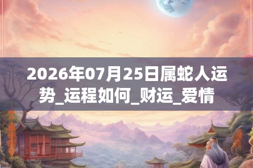 2026年07月25日属蛇人运势_运程如何_财运_爱情