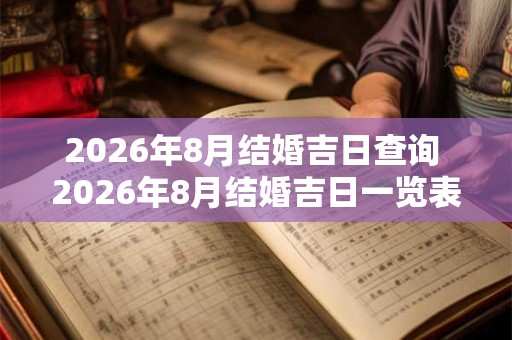 2026年8月结婚吉日查询 2026年8月结婚吉日一览表 2026年8月结婚吉日查询 2026年8月结婚吉日一览表
