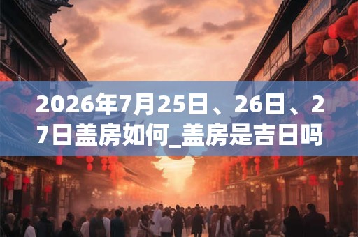 2026年7月25日、26日、27日盖房如何_盖房是吉日吗