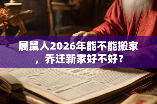 属鼠人2026年能不能搬家，乔迁新家好不好？