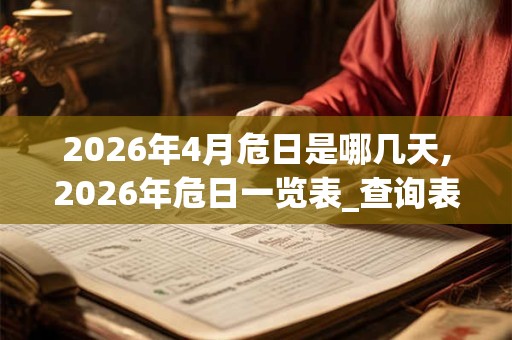 2026年4月危日是哪几天,2026年危日一览表_查询表
