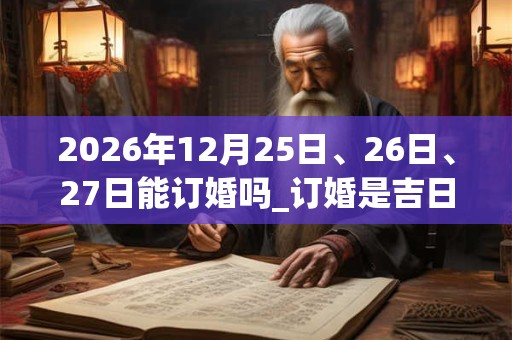 2026年12月25日、26日、27日能订婚吗_订婚是吉日吗