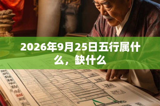 2026年9月25日五行属什么，缺什么